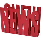 Porte-revues design 'News' en métal laqué rouge