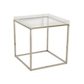 Table basse design d'appoint 'Moving' transparente plateau amovible pieds en métal chromé