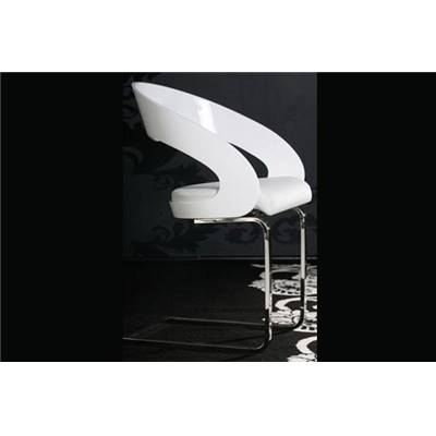 Chaise design 'Bright' laquée blanche avec pied en métal chromé