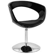 Fauteuil design 'Neptune' pivotant noir pied central en mtal chrom