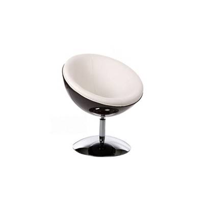 Fauteuil design boule SPHERE pivotant Noir et Blanc pied chromé