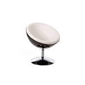 Fauteuil design boule SPHERE pivotant Noir et Blanc pied chrom