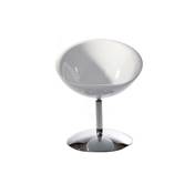 Fauteuil design boule 'Rondo' pivotant blanc pied central en métal chromé