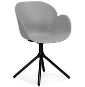 Chaise design à accoudoirs 'TUNED' grise avec 4 pieds en métal noir