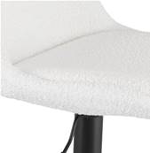 Tabouret de bar réglable design 'BAROK' pivotant en tissu bouclé blanc pied et repose pieds en métal noir dossier haut