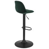 Tabouret de bar réglable 'LUSSO' pivotant velours vert pied et repose pieds métal noir dossier haut