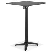 Table de bar haute pliable carré 'BARRA' en bois noir avec pied central en métal noir – 68 x 68 cm