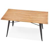 Table à diner / bureau rectangulaire style industriel 'ARLANE' plateau en bois massif pieds en métal noir - 150 x 80 cm