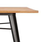 Table à diner / bureau rectangulaire style industriel 'ARLANE' plateau en bois massif pieds en métal noir - 150 x 80 cm