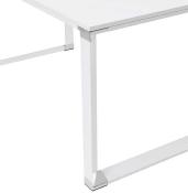 Bureau de direction d'angle 'Business L' plateau bois blanc pieds métal blanc et chromé – 160 cm