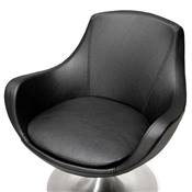 Fauteuil lounge design 'Kômfort' pivotant noir pied central en aluminium brossé