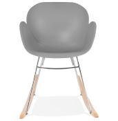 Chaise à bascule design scandinave à accoudoirs 'Gungstöl' grise pieds en bois et métal chromé