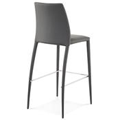 Tabouret de bar design carré 'Duchesse' gris avec 4 pieds et dossier haut