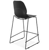 Tabouret de snack mi-hauteur empilable 'Great Mini' noir 4 pieds repose pieds métal dossier haut