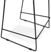 Tabouret de bar empilable design 'Great' blanc 4 pieds en métal noir dossier haut