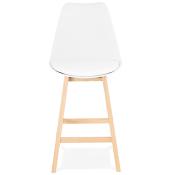 Tabouret de snack mi-hauteur design scandinave 'Chairman Mini' blanc 4 pieds bois dossier haut