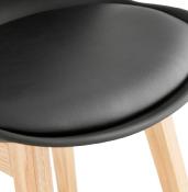 Tabouret de snack mi-hauteur design scandinave 'Chairman Mini' noir 4 pieds en bois et dossier haut