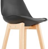 Tabouret de snack mi-hauteur design scandinave 'Chairman Mini' noir 4 pieds en bois et dossier haut