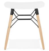 Tabouret bas scandinave 'Solo' blanc avec 4 pieds en bois naturel