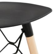 Tabouret bas scandinave 'Solo' noir avec 4 pieds en bois naturel