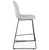 Tabouret de snack mi-hauteur empilable 'Verk Mini' tissu gris clair 4 pieds métal noir dossier haut