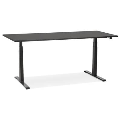 Bureau design assis-debout électrique 'SEMPLICE' noir en bois pieds en métal noir - 160 x 80 cm