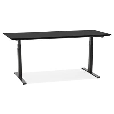 Bureau design assis-debout électrique 'TECH' noir en bois pieds en métal noir - 180 x 90 cm
