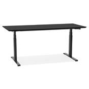 Bureau design assis-debout électrique 'TECH' noir en bois pieds en métal noir - 180 x 90 cm