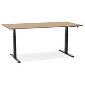 Bureau design assis-debout électrique 'SEMPLICE' noyer pieds téléscopiques métal noir - 160 x 80 cm