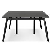 Double bureau bench / table de réunion 'INCONTRO DUE' noir en bois pieds métal noir - 280 x 140 cm