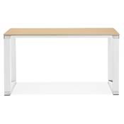 Bureau de direction droit 'SMALL BUSINESS' en bois pieds métal blanc et chromé – 140 x 70 cm