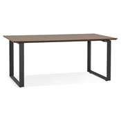 Bureau droit design 'SMART' plateau en noyer avec pieds en métal noir - 180 x 90 cm