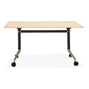 Bureau droit / table de travail pliante design 'ARCHI MINI' bois pieds en métal noir - 140 x 70 cm