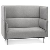 Canapé acoustique 2 places design dossier haut 'INTIME' en tissu gris clair 4 pieds en métal noir