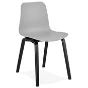 Chaise de cuisine / salle à manger design 'Parkwood Black Edition' grise avec 4 pieds en bois noir
