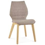 Chaise de cuisine / salle à manger scandinave 'Kvad' en tissu gris avec 4 pieds en bois massif