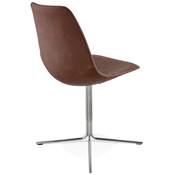 Chaise design 'Laeder' marron avec pied croisé en métal chromé