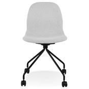 Chaise de bureau à roulettes design 'BLACK RULES' en tissu gris clair avec pied en métal noir