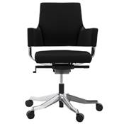 Chaise de bureau design à roulettes dossier bas 'LITTLE MASTER' en tissu noir pieds en alluminium