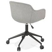 Chaise design de bureau à roulette 'SOFT' en tissu gris clair avec 5 pieds en métal noir
