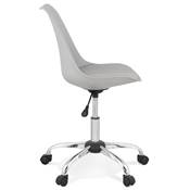 Chaise de bureau à roulettes design 'TULIP' grise pieds en métal chromé