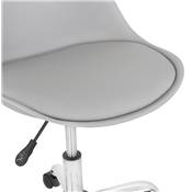 Chaise de bureau à roulettes design 'TULIP' grise pieds en métal chromé