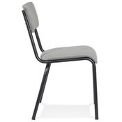 Chaise classique 'SKOLA' assise et dossier en velours gris avec 4 pieds en métal noir