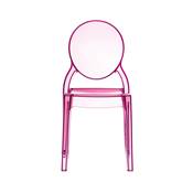 Chaise design médaillon empilable 'Chrystal' transparente rose avec 4 pieds