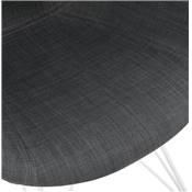 Chaise style industriel design à accoudoirs 'LOTUS' en tissu gris foncé avec 4 pieds en métal blanc