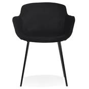 Chaise design lounge à accoudoirs 'NICE' en velours noir avec 4 pieds en métal noir