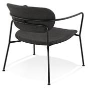 Chaise design lounge à accoudoirs 'KOL' en tissu gris foncé avec 4 pieds en métal noir