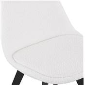 Chaise design de style moderne 'BLACK MILANO' en tissu bouclé blanc noir avec 4 pieds en bois noir