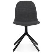 Chaise design de style moderne 'KOOL' en tissu gris foncé avec 4 pieds en métal noir