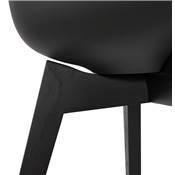 Chaise style scandinave design à accoudoirs 'PRINS' noire avec 4 pieds en bois noir